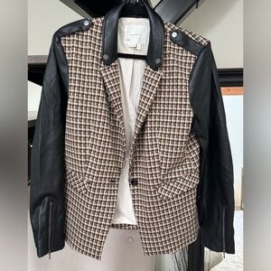 Anthropologie Black and Cream Blazer Tailored Suit Jacket